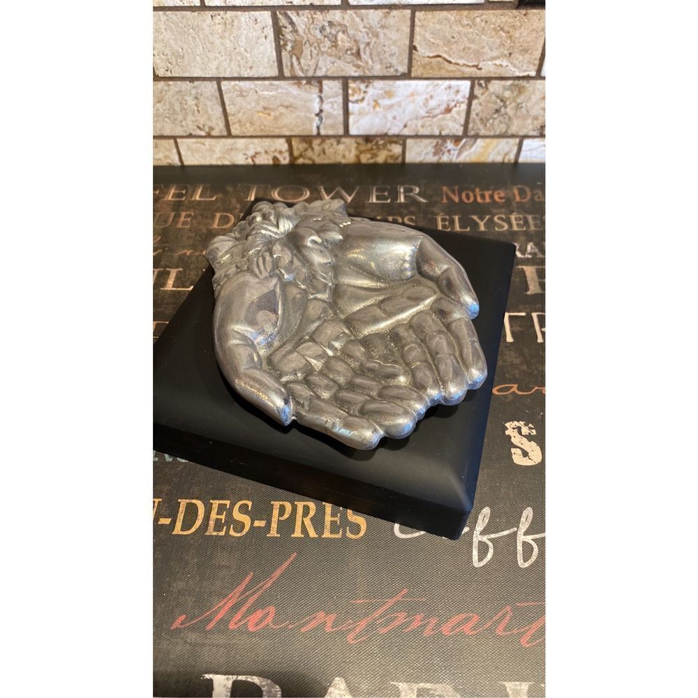 Cupped Hands Catch All Pewter Trinket Dish